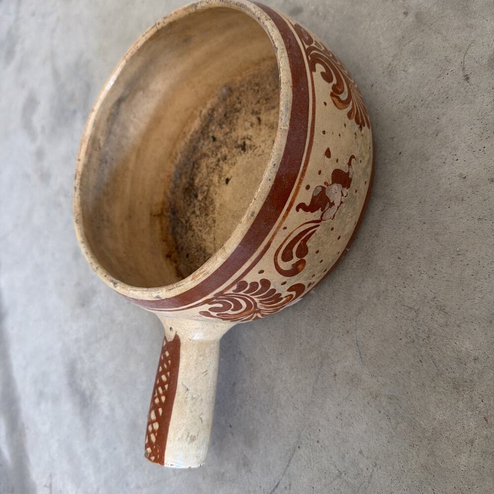Vintage Mexican Cookware/Decor Ceramic Pottery‎ w/ Handle Great For Plants